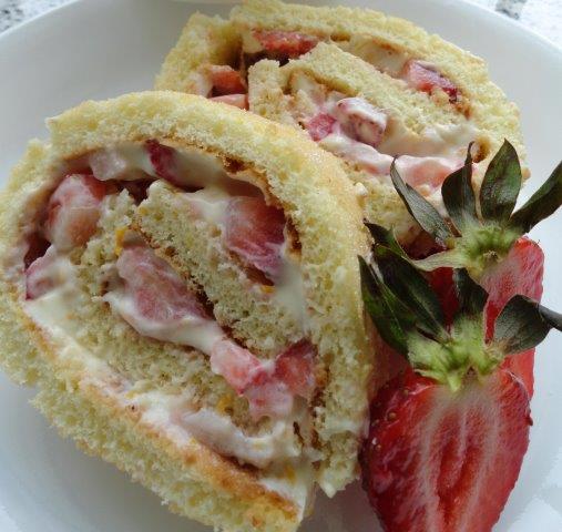 strawberry cream filled french roulade!