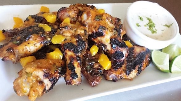 Sriracha Mango Wings with Lime Ranch Dressing