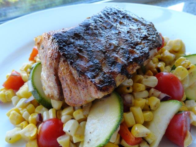 Blackened Red Fish with Grilled Corn Salad
